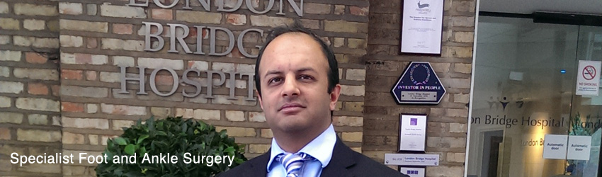 Image of Mr Amit Amin with title: Specialist Foot and Ankle Surgery